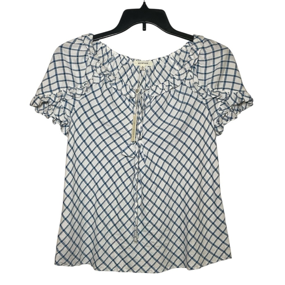 Max Studio white with blue print sz S